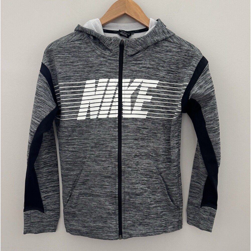 Nike YLG Full Zip Hoodie Gray/Black/White Pockets